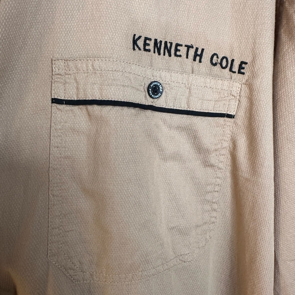 Kenneth Cole Beige Casual Button Down Shirt 100% Cotton - Picture 2 of 9
